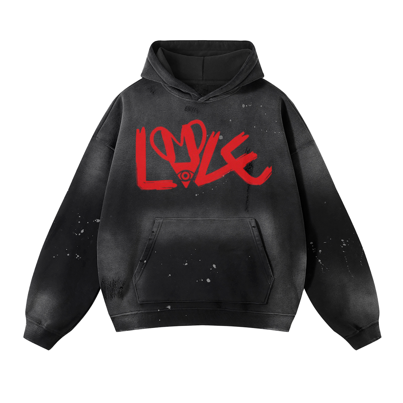 A “Lovers” Vintage Wash Frayed Fleece Hoodie - 360 GSM